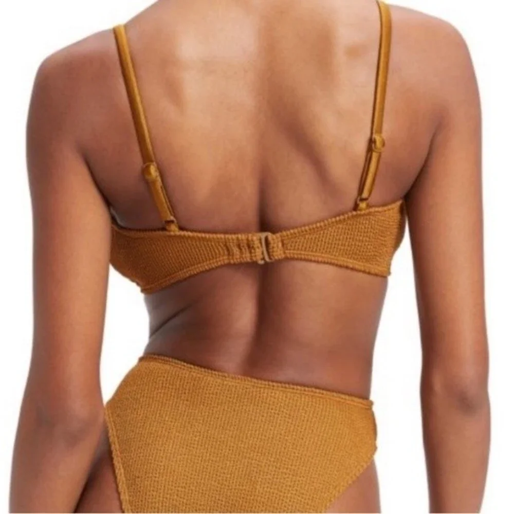 NWT Good American Crinkle Always Fits Twist Top Bronze Brown Size 1 (Small)